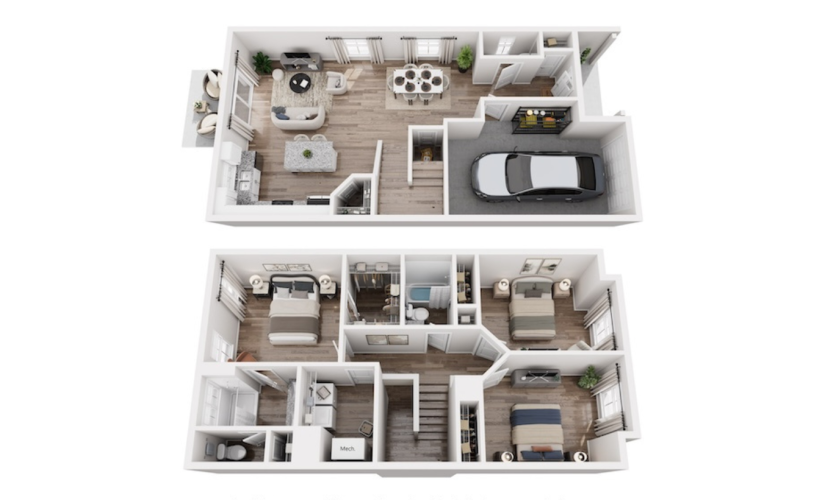 The Cove - 3 bedroom floorplan layout with 2.5 bathrooms and 1541 square feet