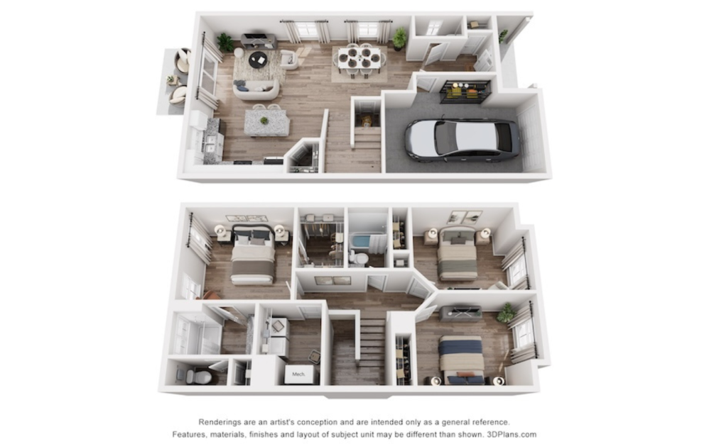 The Cove - 3 bedroom floorplan layout with 2.5 bathrooms and 1541 square feet (Townhome )