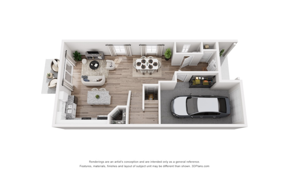 The Cove - 3 bedroom floorplan layout with 2.5 bathrooms and 1541 square feet (First Floor)